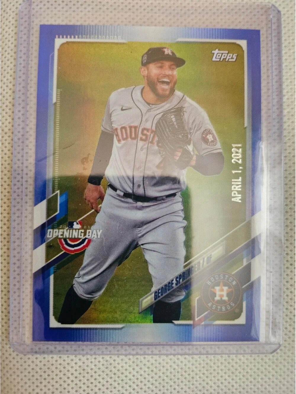 2021 Topps Opening Day Blue Foil #196 George Springer - Houston Astros